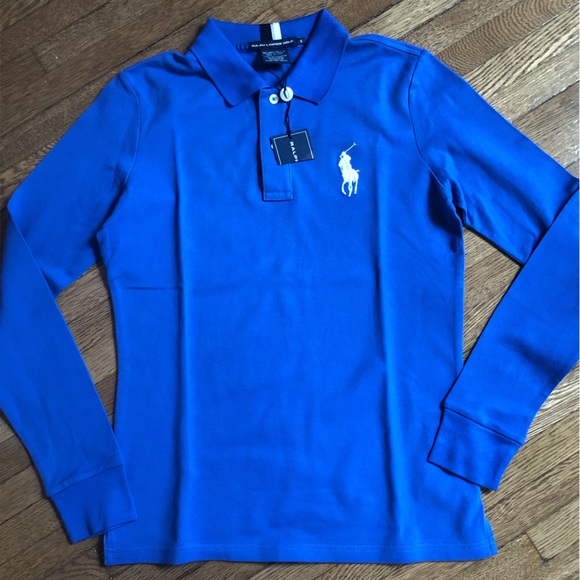 NWT Ralph Lauren Golf blue long sleeve polo shirt womens small fitted - Picture 4 of 8